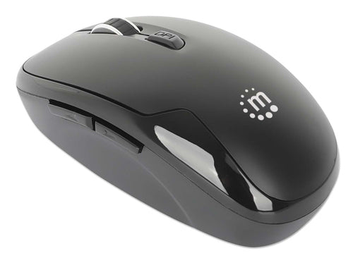 Manhattan USB-A Nano Receiver, Six Buttons with Scroll Wheel, 800/1200/1600 dpi, Wrist-Friendly Contour, Black