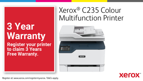Xerox C235 A4 22ppm Wireless Copy/Print/Scan/Fax PS3 PCL5e/6 ADF 2 Trays Total 251 Sheets