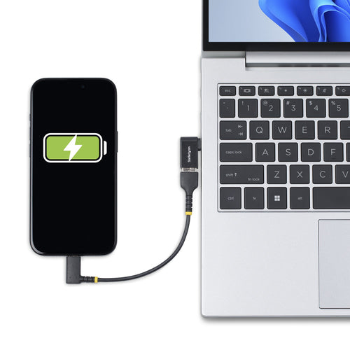 StarTech.com Right Angled USB-C to USB-A Adapter, USB 5Gbps, Compact USB-C Male to USB-A Female Adapter, Metal Housing, M/F