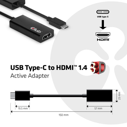 CLUB3D USB Type 3.1 C to HDMI™ 1.4a 3D Active Adapter