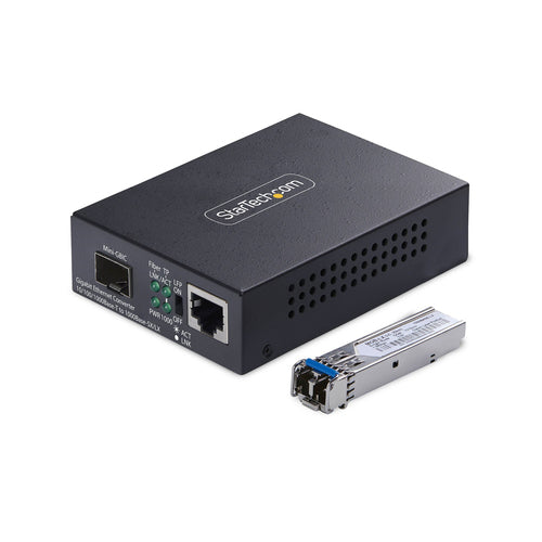 StarTech.com Single-Mode (SM) LC Fiber Media Converter for 10/100/1000 Networks, Standalone Gigabit Ethernet to Fiber Converter, 40km - TAA