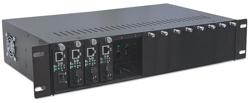 Intellinet 14-Slot Media Converter Chassis, Includes redundant power supply, 19" rackmountable, 2U