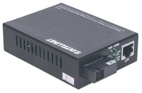 Intellinet Gigabit Ethernet WDM Bi-Directional Single Mode Media Converter, 10/100/1000Base-Tx to 1000Base-Lx (SC) Single-Mode, 20km, WDM (Rx1550/Tx1310)