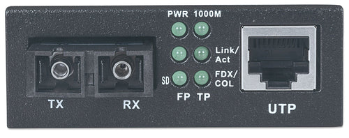 Intellinet Gigabit Ethernet Single Mode Media Converter, 10/100/1000Base-T to 1000Base-Lx (SC) Single-Mode, 20km