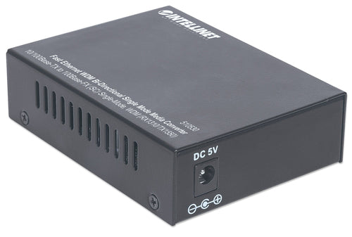 Intellinet Fast Ethernet WDM Bi-Directional Single Mode Media Converter, 10/100Base-Tx to 100Base-Fx (SC) Single-Mode, 20 km (12.4 mi.), WDM (Rx1310/Tx1550)