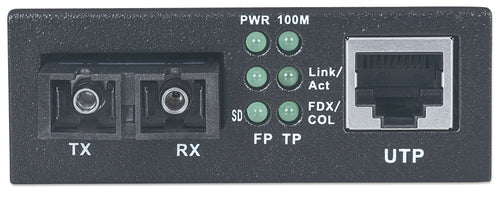 Intellinet Fast Ethernet Single Mode Media Converter, 10/100Base-Tx to 100Base-Fx (SC) Single-Mode, 20km