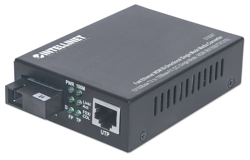 Intellinet Fast Ethernet WDM Bi-Directional Single Mode Media Converter, 10/100Base-Tx to 100Base-Fx (SC) Single-Mode, 20 km (12.4 mi.), WDM (Rx1550/Tx1310)