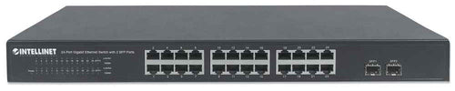 Intellinet 24-Port Gigabit Ethernet Switch with 2 SFP Ports, 24 x 10/100/1000 Mbps RJ45 Ports + 2 x SFP, IEEE 802.3az (Energy Efficient Ethernet), 19" Rackmount, Metal