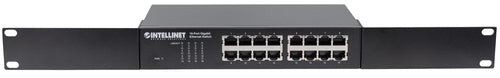 Intellinet 16-Port Gigabit Ethernet Switch, 16-Port RJ45 10/100/1000 Mbps, IEEE 802.3az Energy Efficient Ethernet, Desktop, 19" Rackmount