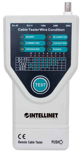 Intellinet 5-in-1 Cable Tester, Tests 5 Commonly Used Network RJ45 and Computer Cables