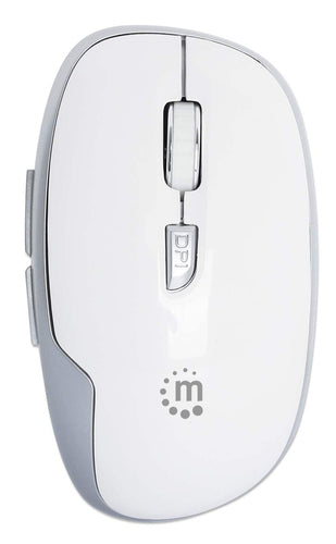 Manhattan USB-A Nano Receiver, Six Buttons with Scroll Wheel, 800/1200/1600 dpi, Wrist-Friendly Contour, White