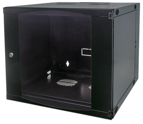Intellinet 19" Network Cabinet - Wall Mount (Double Section Hinged Swing Out), 15U, 600mm Deep, Black, Flatpack, Max 30kg, Swings out for access to back of cabinet when installed on wall, Rack, Usable Depth 385mm, Parts for wall installation not included