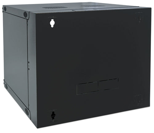 Intellinet 19" Network Cabinet - Wall Mount (Double Section Hinged Swing Out), 6U, 600mm Deep, Black, Flatpack, Max 30kg, Swings out for access to back of cabinet when installed on wall, Rack, Usable Depth 385mm, Parts for wall installation not included