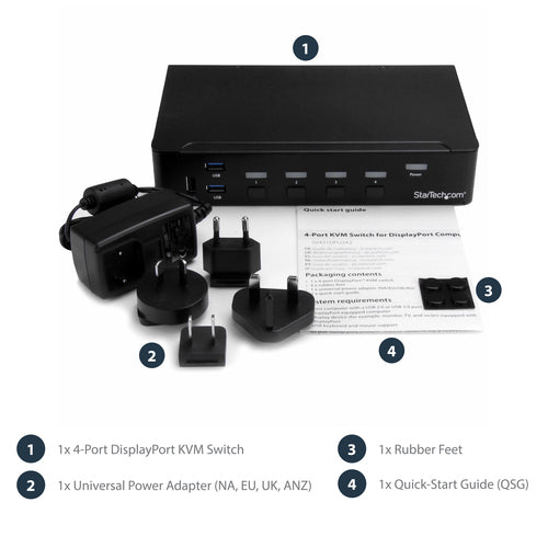 StarTech.com 4-Port DisplayPort KVM Switch - USB 3.0 - 4K 30Hz