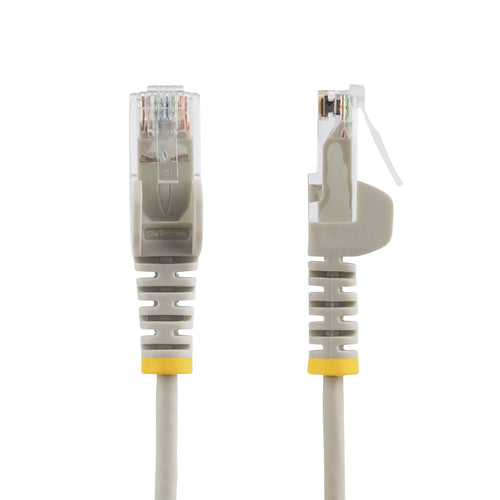 StarTech.com 5ft Gray Slim CAT6 Ethernet Cable, Snagless, 100W PoE, UTP, LSZH, 28AWG Pure Bare Copper Wire, Slim RJ45 Network Patch Cord w/Strain Reliefs, Individually Tested