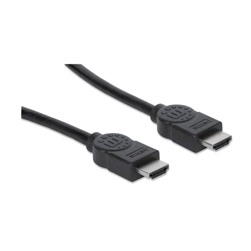 Manhattan HDMI Cable, 1080p@60Hz (High Speed), 10m, Male to Male, Black, Fully Shielded, Gold Plated Contacts, Lifetime Warranty
