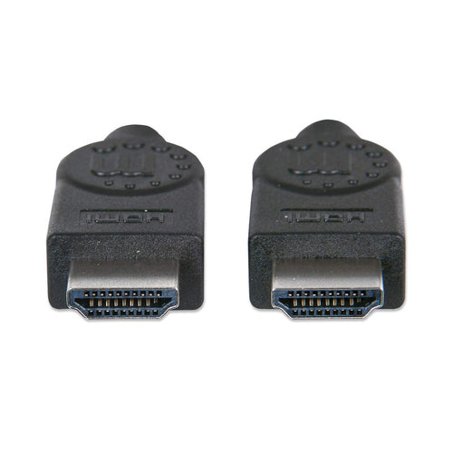 Manhattan HDMI Cable, 1080p@60Hz (High Speed), 10m, Male to Male, Black, Fully Shielded, Gold Plated Contacts, Lifetime Warranty