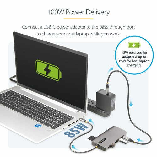 StarTech.com USB-C Triple-Monitor Multiport Adapter, Dual 4K 60Hz + 4K 30Hz HDMI & DisplayPort, 4-Port USB Hub, 100W PD Pass-Through, GbE, SD/MicroSD Card Readers
