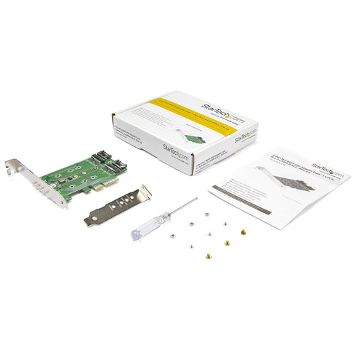 StarTech.com 3-Port M.2 SSD (NGFF) Adapter Card - 1 x PCIe (NVMe) M.2, 2 x SATA III M.2 - PCIe 3.0