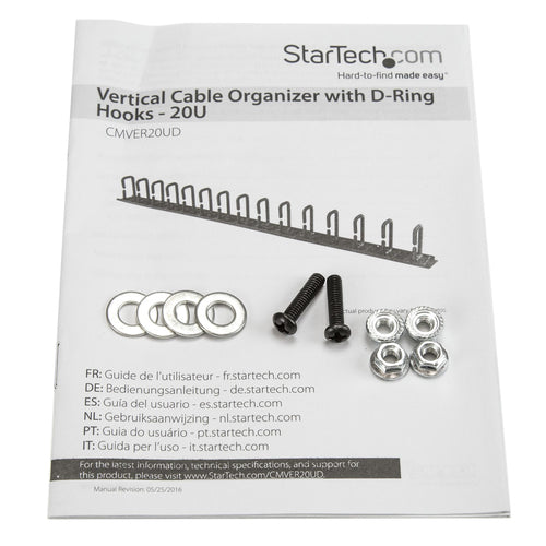 StarTech.com Vertical Cable Organizer with D-Ring Hooks - 0U - 2.8ft.
