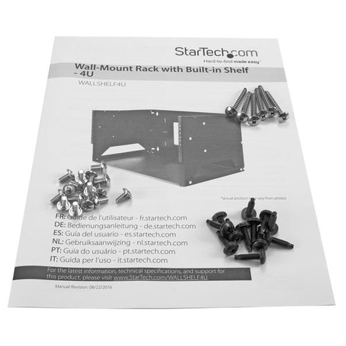 StarTech.com Wall-Mount Server Rack with Built-in Shelf - Solid Steel - 4U