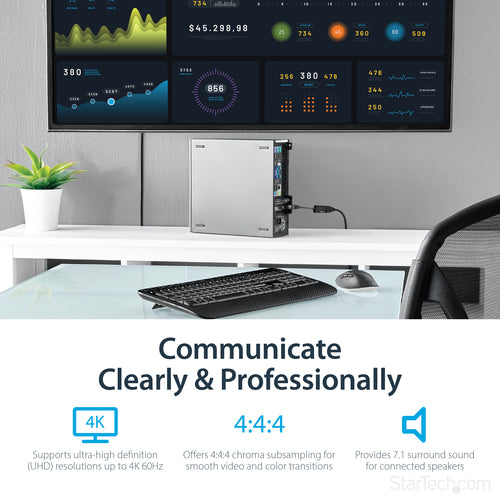 StarTech.com DisplayPort to HDMI Adapter - 4K 60Hz Active DP 1.4 to HDMI 2.0 Video Converter - DP to HDMI Monitor/TV/Display Cable Adapter Dongle - Latching DP Connector