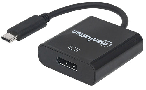 Manhattan USB-C to DisplayPort 1.2 Cable, 4K@30Hz, 21cm, Male to Female, Black, Lifetime Warranty