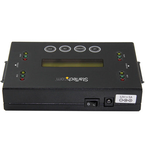 StarTech.com 1:1 Standalone Hard Drive Duplicator & Eraser, USB Thumb Drive and SATA HDD/SSD Disk Cloner & Eraser, LCD display, TAA Compliant, OS Independent
