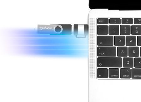 Manhattan 2-Piece Set: USB-C to USB-A and USB-A to USB-C Adapters, Male/Female conversions, 5 Gbps (USB 3.2 Gen1 aka USB 3.0), SuperSpeed USB, Black/Silver, Lifetime Warranty