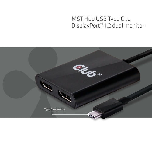 CLUB3D MST Hub USB3.1 (Gen1) Type C to DisplayPort™ 1.2 Dual Monitor