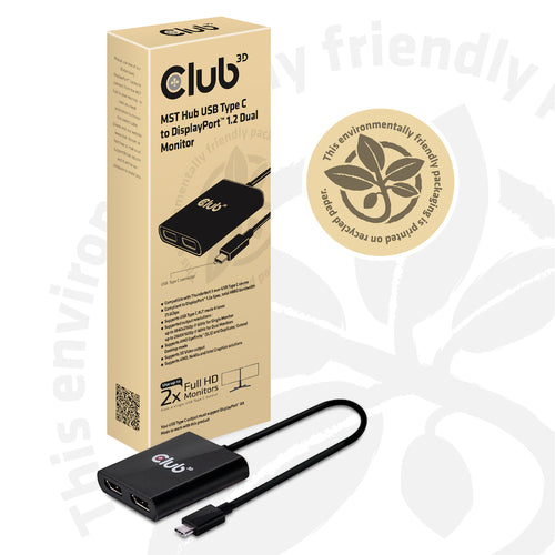CLUB3D MST Hub USB3.1 (Gen1) Type C to DisplayPort™ 1.2 Dual Monitor