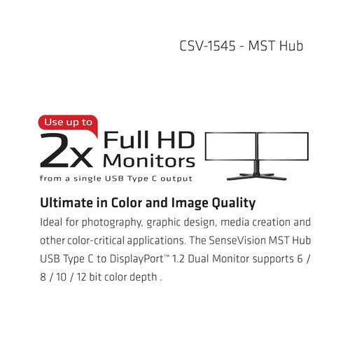 CLUB3D MST Hub USB3.1 (Gen1) Type C to DisplayPort™ 1.2 Dual Monitor