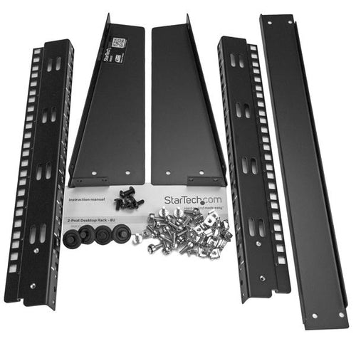StarTech.com 2-Post 8U Desktop Server Rack, Small Open Frame 19in Computer Rack, Compact Network Rack for AV / Studio / Data / IT Equipment - Free Standing Two-Post Home/Office Rack
