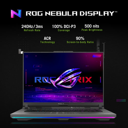 ASUS ROG Strix G16 Laptops AMD Ryzen™ 9 9955HX3D Laptop 40.6 cm (16") WQXGA 16 GB DDR5-SDRAM 1 TB SSD NVIDIA GeForce RTX 5070 Ti Wi-Fi 6E (802.11ax) Windows 11 Home Grey
