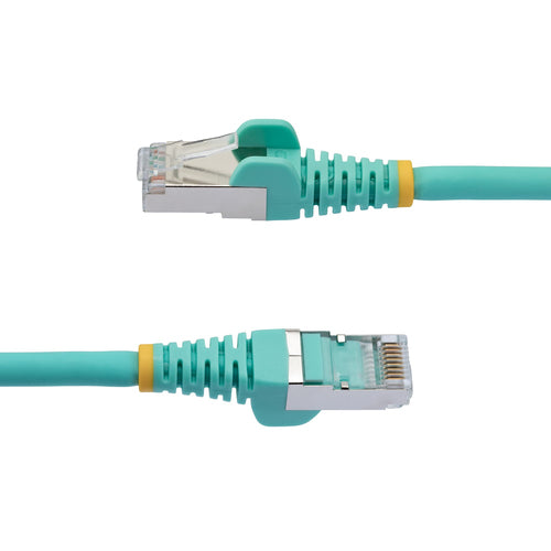 StarTech.com 1ft CAT6a Ethernet Cable - Aqua - Low Smoke Zero Halogen (LSZH) - 10GbE 500MHz 100W PoE++ Snagless RJ-45 w/Strain Reliefs S/FTP Network Patch Cord