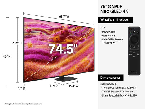 Samsung QN90F QN75QN90FAF 190.5 cm (75") 4K Ultra HD Smart TV Wi-Fi Black