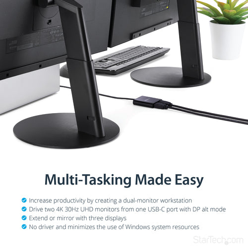 StarTech.com 2-Port Multi Monitor Adapter - USB-C to 2x HDMI Video Splitter - USB Type-C to HDMI MST Hub - Dual 4K 30Hz or 1080p 60Hz - Thunderbolt 3 Compatible - Windows Only