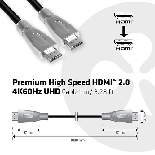 CLUB3D Premium High Speed HDMI™ 2.0 4K60Hz UHD Cable 1 m/ 3.28 ft