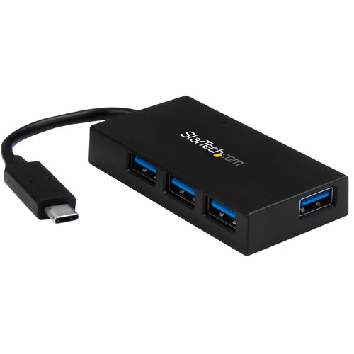 StarTech.com 4 Port USB C Hub - USB Type-C Hub w/ 4x USB-A Ports (USB 3.0/3.1 Gen 1 SuperSpeed 5Gbps) - USB Bus or Self Power - Portable USB-C to USB-A BC 1.2 Charging Hub w/ Power Adapter~4 Port USB C Hub - USB Type-C Hub w/ 4x USB-A Ports USB 3.0 hub