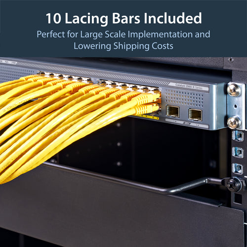 StarTech.com Horizontal Cable Lacing Bars with 2 in. Offset for Racks - 10 Pack
