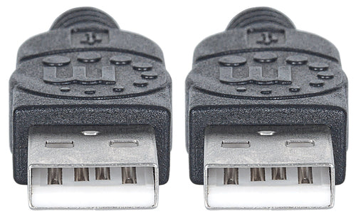 Manhattan USB-A to USB-A Cable, 1m, Male to Male, 480 Mbps (USB 2.0), Hi-Speed USB, Black, Lifetime Warranty, equivalent to USB2AA1M.