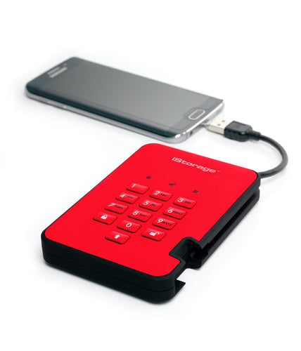 iStorage diskAshur² SSD 256GB Red | Secure Portable Solid State Drive |AES-XTS 256-bit Hardware Encryption | PIN protected | OS & Platform Independent | TAA Compliant |Brute force hack defence | Dust/Water Resistant