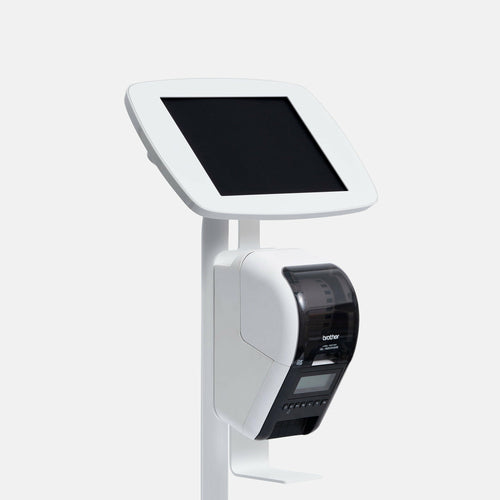 Bouncepad Original Floorstanding + Brother Printer Mount (inc USB Cable) | Exposed Front Camera and Home Button | White | Samsung Galaxy Tab A9+ and A11+ 11-inch (2023 - 2025)