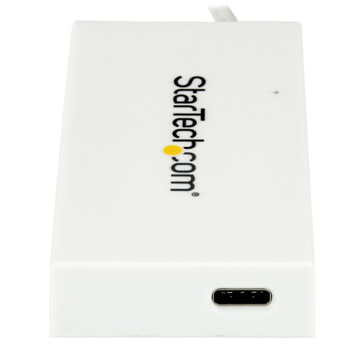 StarTech.com 4 Port USB C Hub with 1x USB-C & 3x USB-A Ports (SuperSpeed 5Gbps) - USB Bus Powered - Portable/Laptop USB 3.0 Adapter Hub - USB 3.1 Gen 1/USB 3.2 Gen 1 Type-C Hub - White~4 Port USB C Hub with 1x USB-C & 3x USB-A Ports (SuperSpeed 5Gbps) -