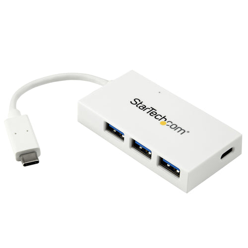 StarTech.com 4 Port USB C Hub with 1x USB-C & 3x USB-A Ports (SuperSpeed 5Gbps) - USB Bus Powered - Portable/Laptop USB 3.0 Adapter Hub - USB 3.1 Gen 1/USB 3.2 Gen 1 Type-C Hub - White~4 Port USB C Hub with 1x USB-C & 3x USB-A Ports (SuperSpeed 5Gbps) -