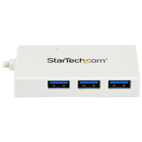 StarTech.com 4 Port USB C Hub with 1x USB-C & 3x USB-A Ports (SuperSpeed 5Gbps) - USB Bus Powered - Portable/Laptop USB 3.0 Adapter Hub - USB 3.1 Gen 1/USB 3.2 Gen 1 Type-C Hub - White~4 Port USB C Hub with 1x USB-C & 3x USB-A Ports (SuperSpeed 5Gbps) -