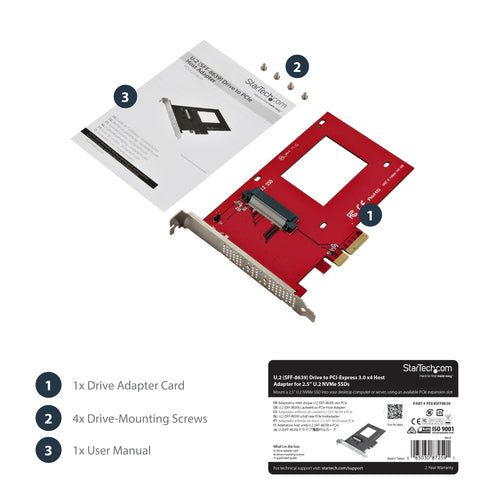 StarTech.com U.2 to PCIe Adapter for 2.5" U.2 NVMe SSD - SFF-8639 - x4 PCI Express 4.0