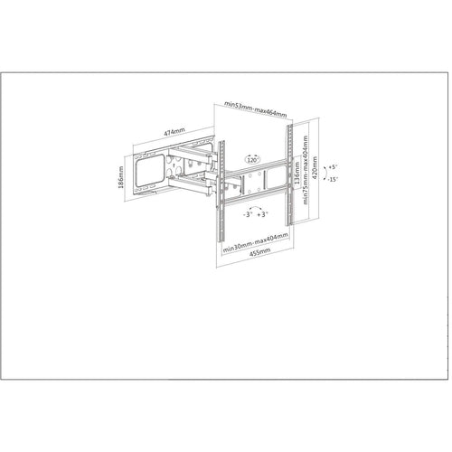 Manhattan Wall Mount for TV & Monitors (Full Motion), For screens 32" to 55", VESA compatibility: all between 100x100mm to 400x400mm - check the dimensions of the four mounting holes on back of screen to ensure it fits, Max 40kg, Black, Bracket, Lifetime
