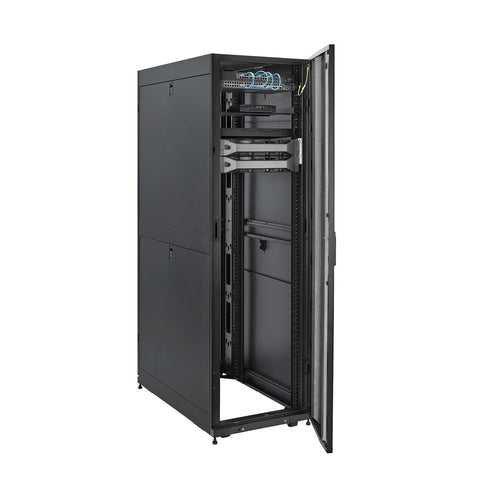 StarTech.com 4-Post 42U Server Rack Cabinet, 19" Data Rack Cabinet for Computer / AV / IT Equipment mount, Rack Server Cabinet with Casters, Full Size Industrial Network Cabinet