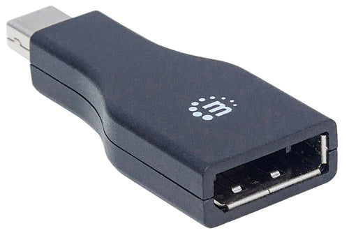 Manhattan Mini DisplayPort 1.2 to DisplayPort Adapter, 1080p@60Hz, Male to Female, Black, Lifetime Warranty, Polybag